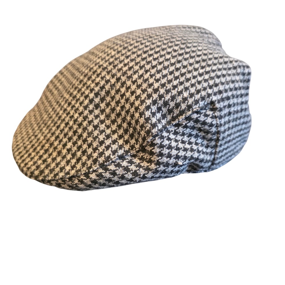 Brixton Hooligan Flat Cap Mens Medium Black White Houndstooth Newsboy Hat